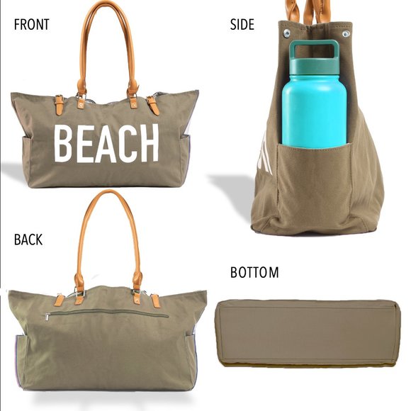 KEHO "Beach Vibes" Large Beach Bag/Tote (Tan) - Picture 5 of 10